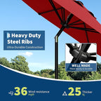 Garvee 9FT Patio Umbrella - Outdoor Table Umbrella with Smooth Crank Lift, Push Button Tilt and 8 Sturdy Ribs - Market Umbrella UV Protection Waterproof for Pool, Deck, Yard, Garden -Red