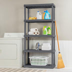 Sterilite 2-Pack 5 Shelf Unit, Heavy-Duty Shelving Storage Rack for Home and Garage, Gray - Multipurpose Plastic Organizer Shelves for Smart Organization