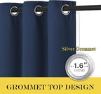 NICETOWN Blackout Curtain Panel 72 - Window Treatment Energy Saving Thermal Insulated Solid Grommet Blackout Drape for Living Room (Navy, 1 Panel, 52 by 72-inch)