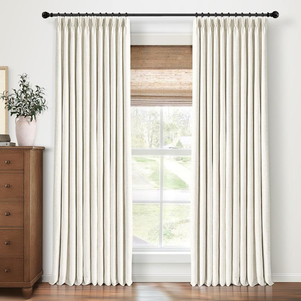 capaloca natural pinch pleated 100% blackout curtains 90, main product view