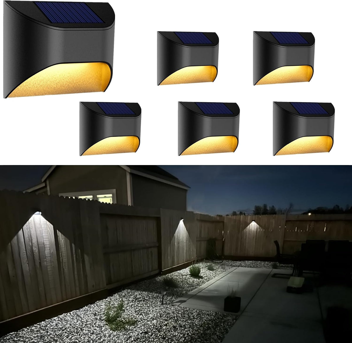 solar fence lights，deck｜step ｜stair lights，warm white/daylight/cool white options, main product view