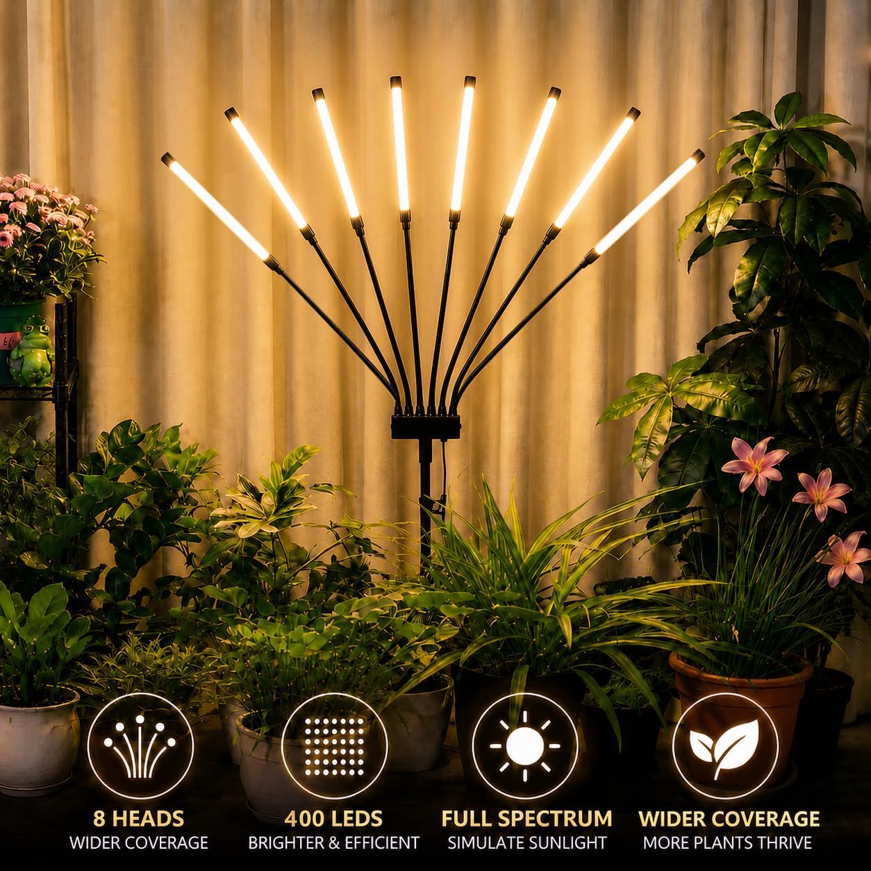 Grow Lights for Indoor Plants, Full Spectrum Grow Light for Indoor Growing with Tripod Stand, Auto On/Off Timing 4/8/12H, Plant Grow Lights Indoor.