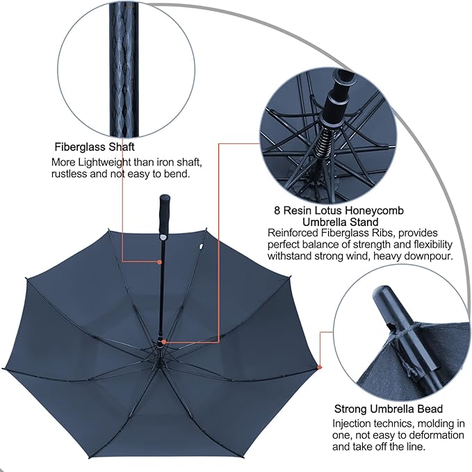G4Free 47/54/62/68/72 Inch Automatic Open Golf Umbrella Oversize Extra Large Double Canopy Vented Windproof Waterproof Stick Umbrellas