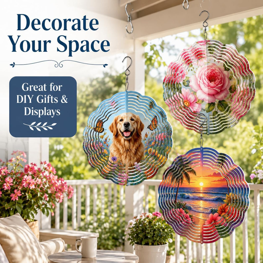 20 Pcs Sublimation Wind Spinner Blanks 8 Inch Bulk Aluminum Metal Blanks Product Outdoor Garden Decoration for Heat Press Transfer Sublimation Wind Spinners DIY Gift