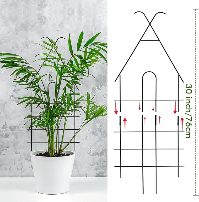 ZOUTOG Trellis for Climbing Plants Indoor 4 Pack 30 Inch,Rustproof Metal Garden Trellis for Potted Plants,Houseplant Support Indoor Outdoor for Ivy Pothos Monstera Hoya Flower Vines(House Shape)
