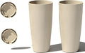 Veradek Vega Round Tall Planter Pots for Indoor/Outdoor Use | Made from Plastic - Stone Mix with Drainage Holes | Perfect for Small to Large Succulent Plants, Flowers, Modern Interior Plants