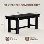 Nidouillet 35.5" Outdoor Garden Bench, Weatherproof Patio Benches 2-Person Seat Backless Wooden Porch Bench, Multifunctional Slat All Weather Bench for Garden Lawn Front Porch Park Backyard (Black)