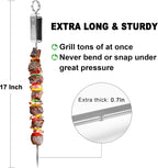 GRILLART Kabob Skewers for Grilling - Metal Skewer for Kabobs with Slider - Flat BBQ Skewer Stainless Steel - 17" Shish Kabob Grill Skewers & Ideal Kabob Sticks for Meat Shrimp Chicken Veggie (10PCS)
