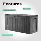 90 Gallon Waterproof Resin Deck Box, UV Resistant Outdoor Storage for Garden, Patio, Porch, Delivery（Black，90 Gallon）