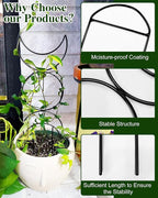 4 Pack Trellis for Indoor Climbing Plant, Small Metal Outdoor Garden Trellis for Potted Plants, Stake Mini Houseplant Trellis Support for Hoya, Vines, Pothos, Monstera (Black)