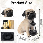Solar Dog Garden Statues, Pug Garden Statue with Lantern Lights Outdoor | Pug Gifts for Pug Lovers, Dog Figurines with Warm Glow for Indoor Patio, Lawn, Yard Art Decoration and Garden Gift for Mom