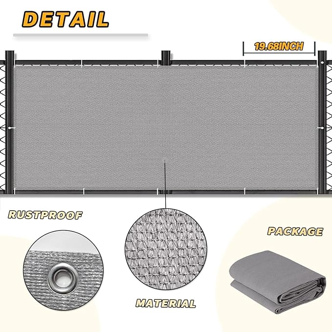 LOVE STORY 3'x16' Gray Balcony Screen Privacy Fence Cover (HDPE) UV Protection Weather-Resistant 3 FT Height Shield for Deck, Patio, Backyard, Outdoor Pool, Porch, Railing