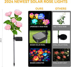 WdtPro Solar Garden Lights Outdoor, 4 Pack Solar Light Outdoor with 20 Rose Flowers, Waterproof 7 Color Changing Solar Powered Flowers Lights for Outside Patio Yard Pathway