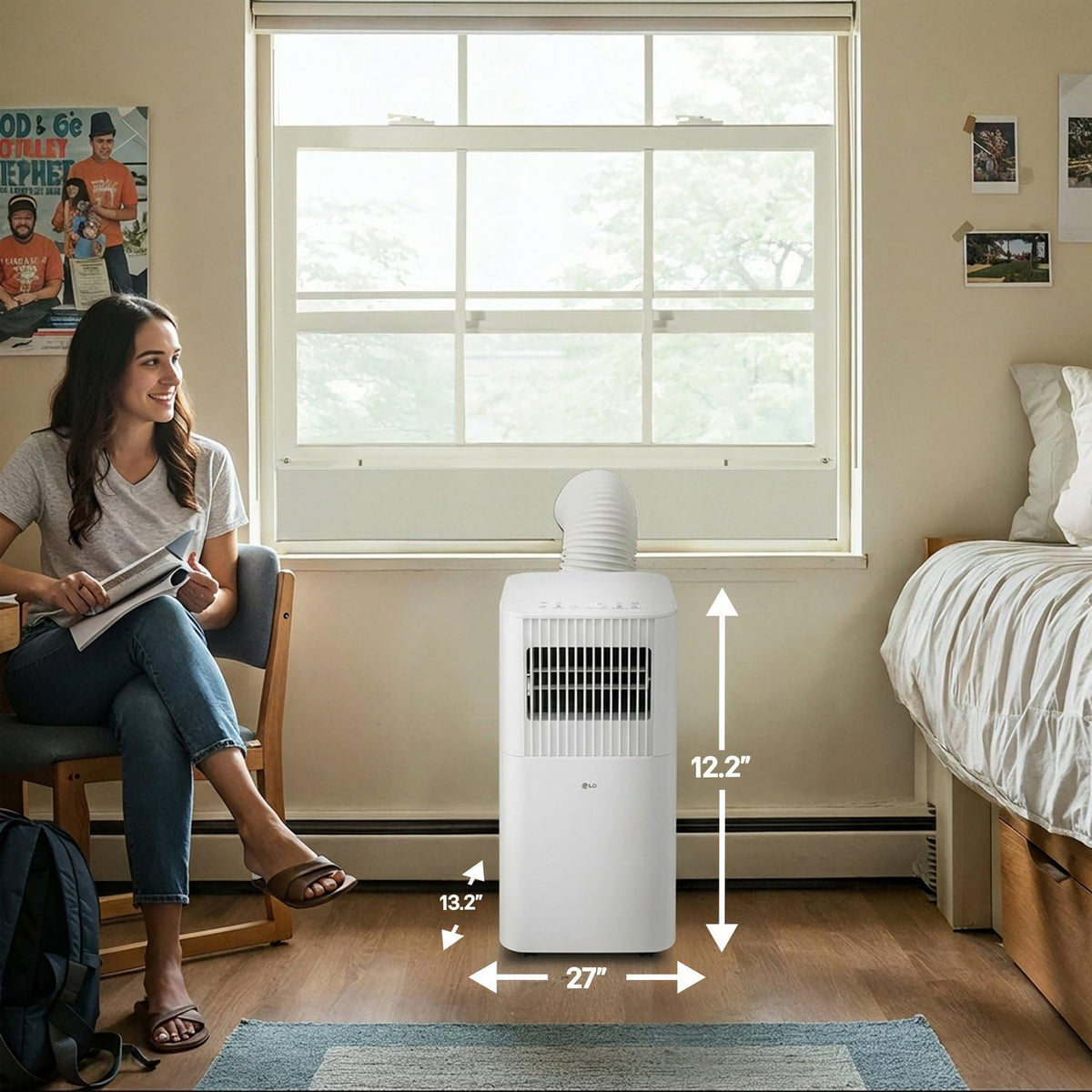 lg 6,000 btu (doe) / 8,000 btu (ashrae) on a desk or shelf