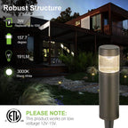 hykolity Low Voltage LED Landscape Lighting, 12V Outdoor Pathway Lights | Die-Cast Aluminum, Waterproof Round Bollard Path Lights, 3W 120LM, Black Wired Walkway Light for Yard Lawn Walkway, 4 Pack
