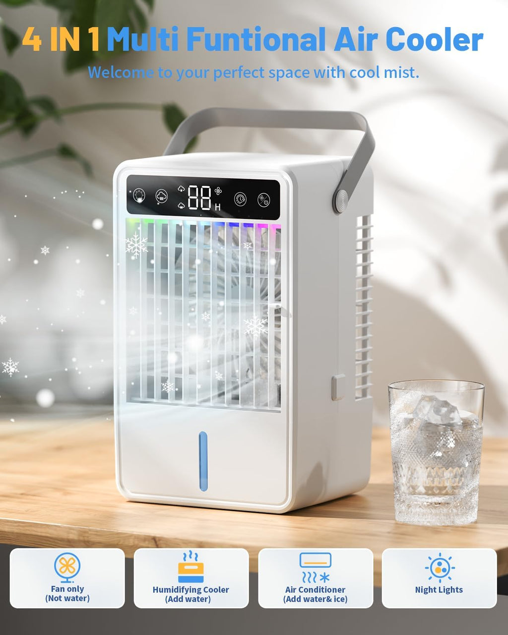 portable air conditioners, 4-in-1 evaporative air cooler, portable shown in use