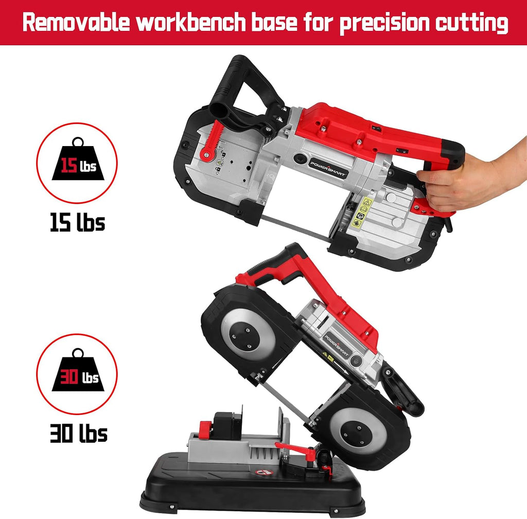 powersmart portable band saw, 10a variable speed, 5", front angle view