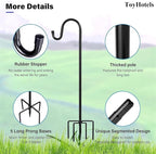 Shepherd Hooks - 2 Pack 46 Inch Bird Feeder Pole with 5 Prongs Base for Hanging Lantern, Hummingbird, Lightweight Plant, Shepherds Hook for Outside