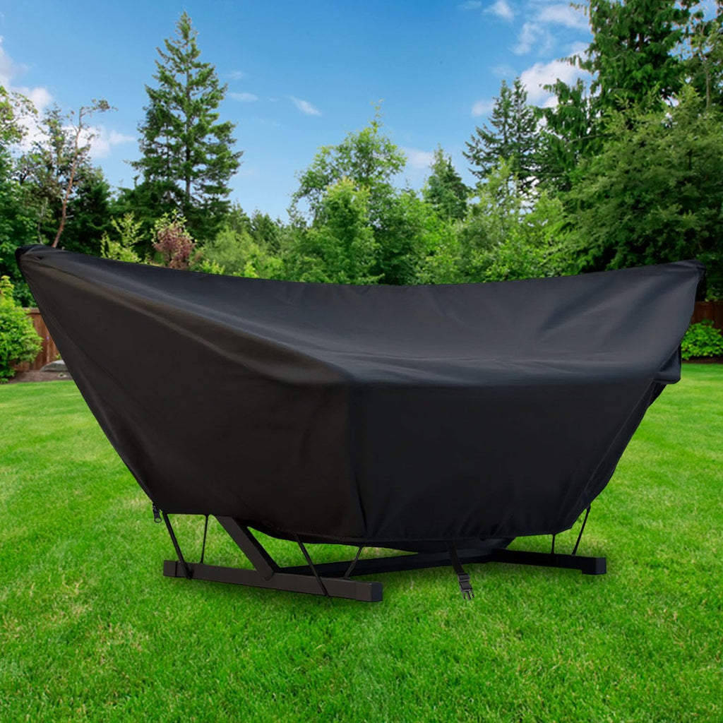 Outdoor Hammock Cover with Zip and Elastic Ropes, Heavy Duty 420d Hammock Covers with Adjustable Buckle, for Outdoor Universal Hammocks, Waterproof, Windproof (15FT,Black)