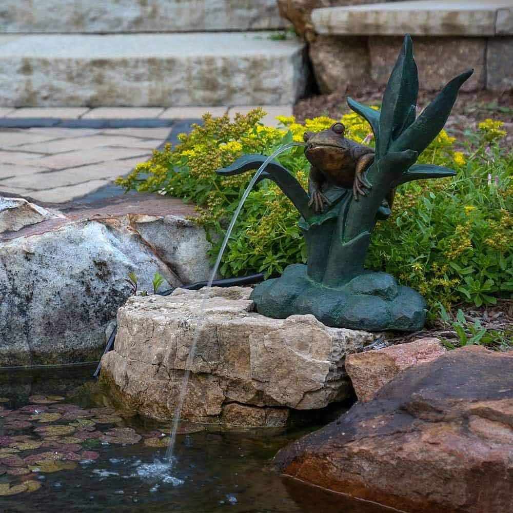 Aquascape Frog on Reed Spitter Fountain for Ponds and Water Gardens | 78305