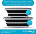 BIRDROCK HOME Collapsible XL BBQ Prep Tub w/Cutting Board, Multi-Function Grill Caddy w/Colander & Lid, Portable Silicone Dish Bowl for Picnic, Tailgate, Camping - Black | Grill Caddy Food Marinating Container with Lid and Meat Cutting Board - Portable