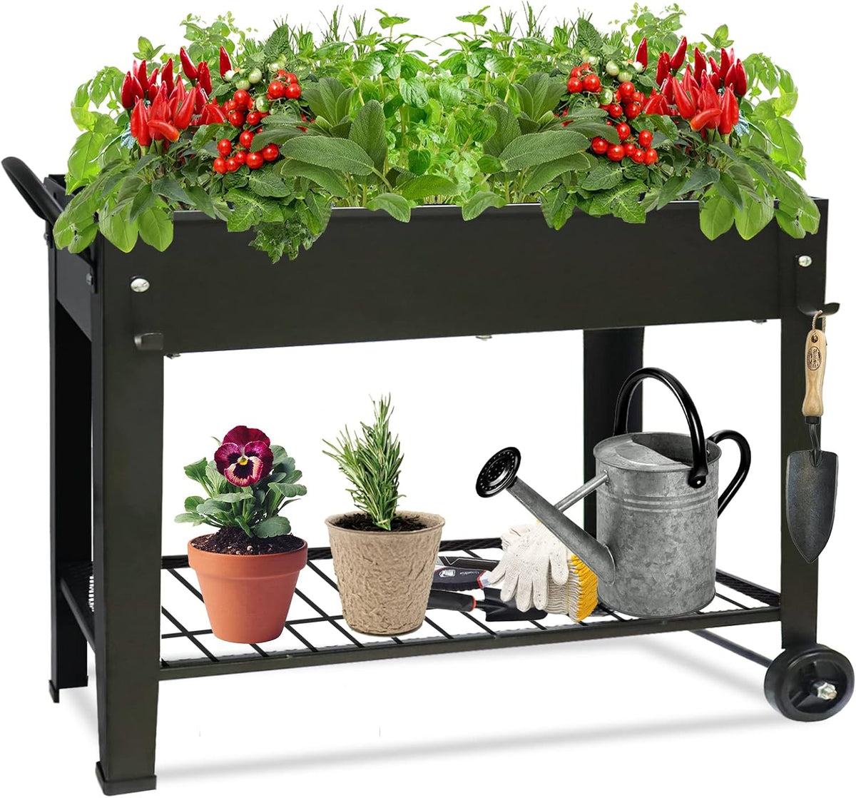 raised garden planter beds with wheels legs, large, main product view