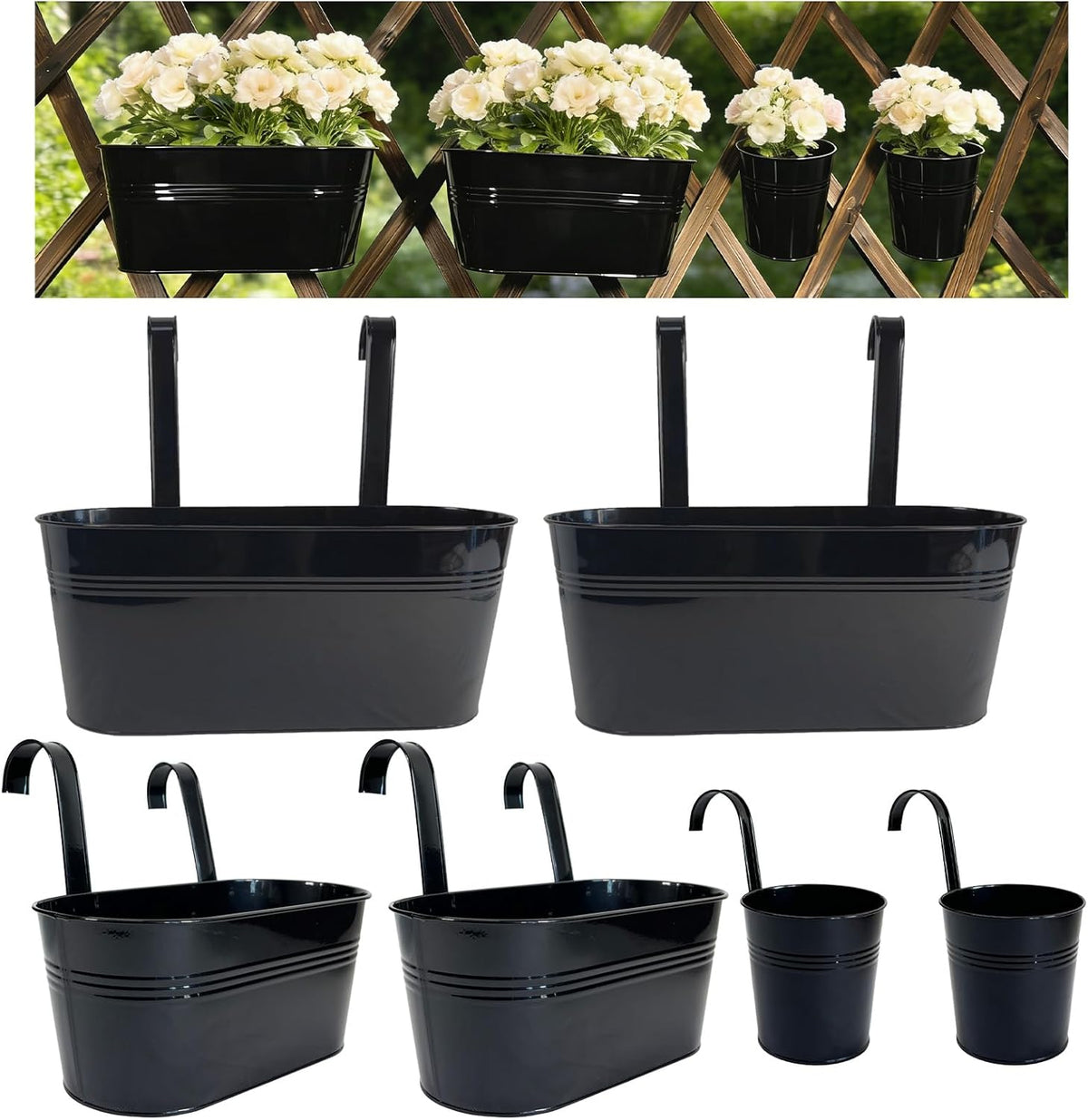 mixed size balcony hanging planters for patio garden, main product view