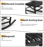 Patio Rocking Chair Outdoor Set of 1,Weather Resistant Poly Resin Oversized Porch Rocker,High Back Smooth Design,350lb Weight Capacity,Indoor Outdoor Use