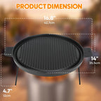 onlyfire Cast Iron Griddle Pan for Solo Stove 15" Ranger Fire Pit | Double Sided Reversible Grilling Pan with Detachable Legs, Extends Cooking Space for Outdoor Camping