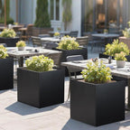 Galvanized Steel Planter Box 26Inch Black Metal Planter Large Square Indoor Outdoor Planters Cube Steel Heavy Duty Flower Pot Powder Coating Modern Commercial Residential for Patio, Yard, Garden