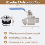 High Flow Rain Barrel Spigot Kit, Lead-Free,304 Stainless Steel Faucet Kit for Rain Water Barrel, Water Tanks, 55 Gallon Drum Etc, Spigot with Bulkhead Fitting, Tape.