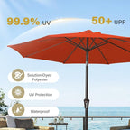 MEWAY 9ft Patio Umbrella Outdoor Table Umbrellas with Push Tilt and Crank, Market Umbrella 8 Sturdy Ribs for Deck, Garden, Pool and Backyard, Red Orange