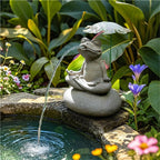 Whimsical Animal Pond Spitter, Outdoor Water Fountain with Pump and Hose, Antique Style Garden Water Fountain for Patio, Yard, Pond and Indoor Decor(Large)