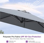 PURPLE LEAF 8 Feet Square Cantilever Umbrella Patio Umbrella with Base Outdoor Umbrella Aluminum Offset with 360-degree Rotation for Garden Deck Pool Patio Light Grey