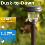 Solar Lights Outdoor, 6 Pack Metal Solar Pathway Lights, Heavy Duty Stainless Steel & Glass, Auto On/Off Waterproof Garden Lights for Driveway Landscape Walkway Yard Outdoor Decor (Warm White)