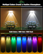 Solar Fence Lights 12 Pack Brown, 50 Lumens Outdoor Fence Lights Solar Powered with 12 Modes RGB Color Glow LED Deck Lighting Outdoor Waterproof IP65, Backyard, Deck, Porch, Railing, Pool, Wall
