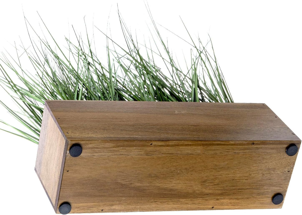 mygift 12 in acacia wood rectangle planter box, front angle view