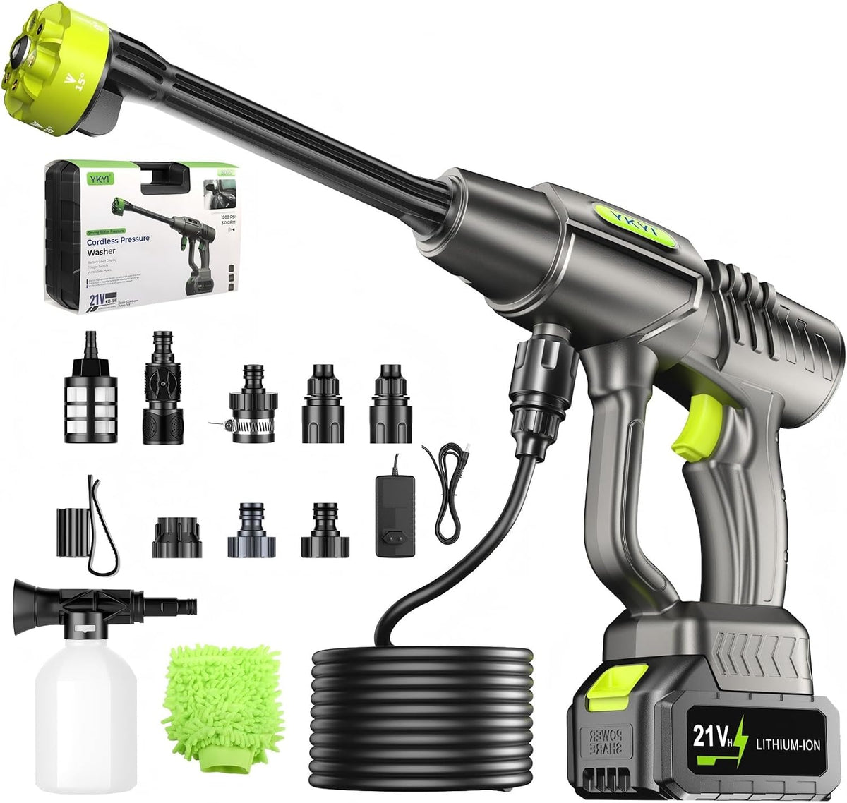 ykyi cordless pressure washer, 1200 psi portable handheld, main product view