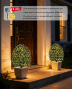 fake bushes boxwood balls,27‘’ faux boxwood topiary outdoor shown in use