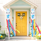 NOVWANG 40 Inch 3D Rabbit Bunny Easter Windsock, Spring Windsocks for Yard Garden Patio Balcony, Easter Outdoor Hanging Decorations
