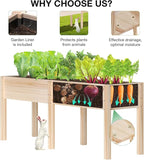 MIXC 72”L X 23”W Raised Garden Bed Outdoors with Legs, Elevated Reinforced Wooden Large Planter Box for Backyard, Patio, Balcony w/Divider Panel, 6 Legs, 300lb Capacity