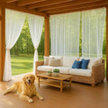 Patio Screen Mesh Outdoor Curtains Waterproof Sheer Lightweight Bug Netting for Porch Gazebo Garden Party Wedding Backdrop, White, W 125 x L 108 inch per Panel, 2 Panels