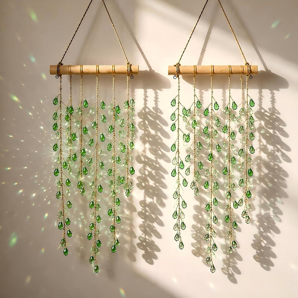 green leaf crystal suncatchers, hanging window decor with, main product view