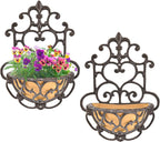 sungmor 2 pack cast iron wall hanging planter, main product view