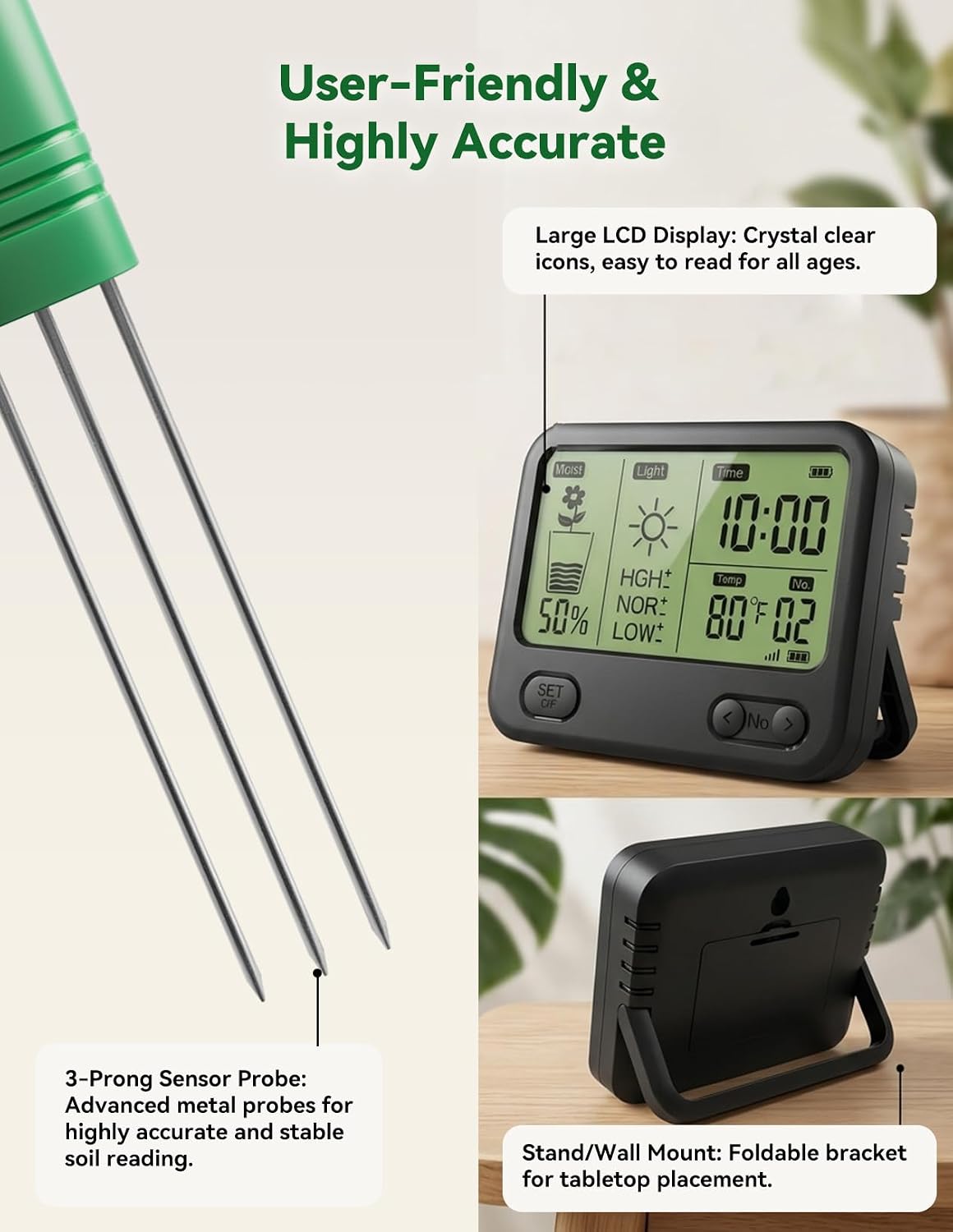 nexuslab wireless soil moisture meter with lcd receiver showing dimensions