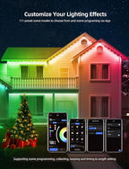 APPECK Permanent Outdoor Lights 50ft with 36 RGBW LEDs, 111 Scene Modes, Eaves Lights with 40lm Warm White, for Daily Holiday House Decor, App/Voice/Remote Control, White