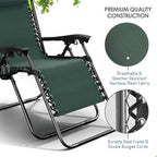 Nestl Zero Gravity Chairs Set of 2, Patio Lounge Chair Outdoor with Pillows & Cup Holder Trays, Adjustable Steel Mesh Reclining Camping Chair, Folding Patio Lawn Chair for Deck, Beach - Forest Green