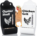CluckRoots Chicken Grit and Oyster Shell Feeder Combo, No-Spill Metal | Lift-Off Heavy-Duty Dispenser w/ Rain Lid View Window, Small Flocks Capacity, Chicken Coop Accessories Gifts for Lovers