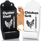 CluckRoots Chicken Grit and Oyster Shell Feeder Combo, No-Spill Metal | Lift-Off Heavy-Duty Dispenser w/ Rain Lid View Window, Small Flocks Capacity, Chicken Coop Accessories Gifts for Lovers