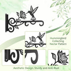 4-Pack Aesthetic Plant Hangers Outdoor – 10 Inch Metal Hanging Plant Bracket with Beautiful Hummingbird Pattern – Anti Rust Plant Hooks for Hanging Plants, Bird Feeder, Windchime, Lantern